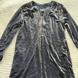 Anthropologie Women's Crushed Velvet Tunic Dress in Blue, Size S
